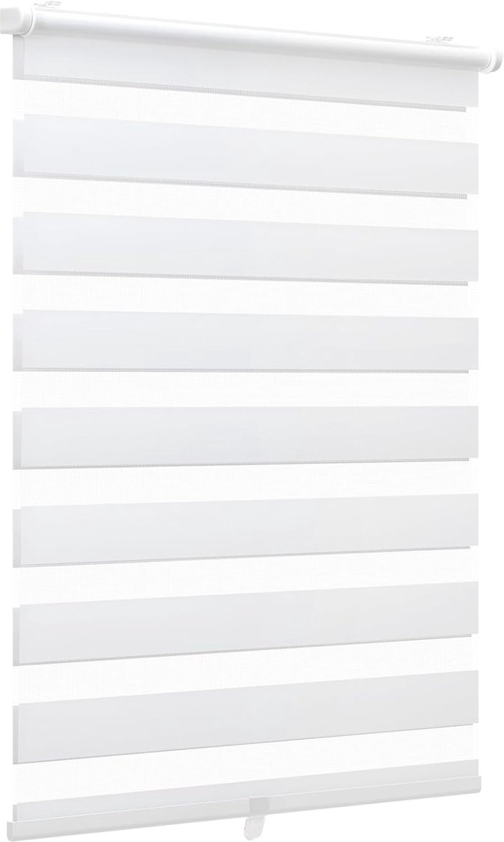 Dubbel rolgordijn klembevestiging, zonder boren, dubbel rolgordijn, duo-rolgordijn, snoerloos rolgordijn, vouwgordijn, 65 x 130 cm, wit