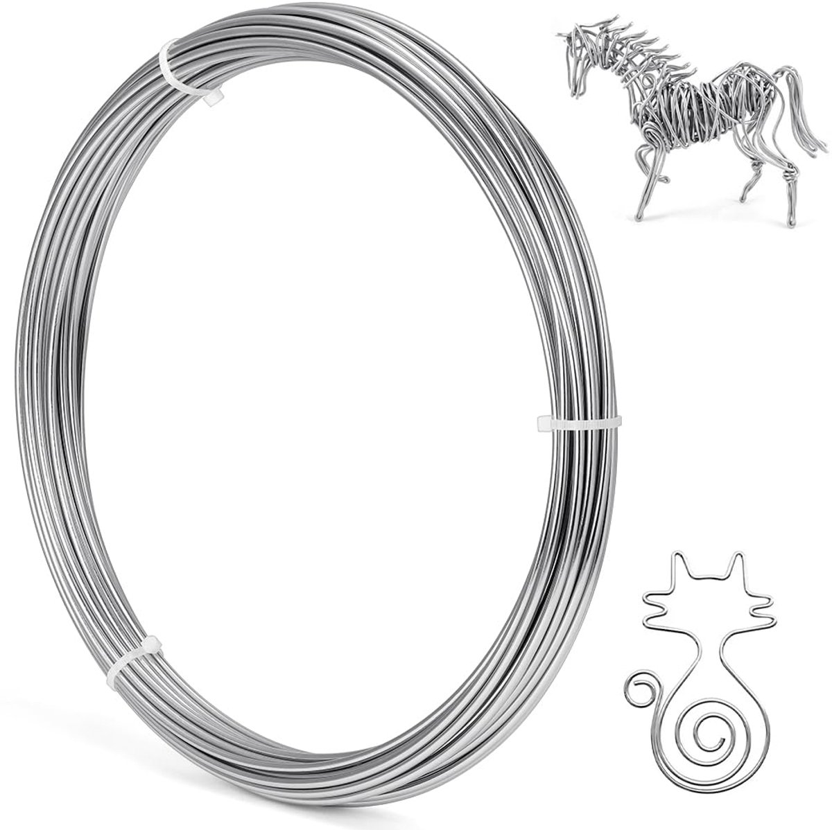 Draad, 3 mm x 10 m, buigzame draad om te knutselen, aluminium sieradendraad, modelleerdraad voor doe-het-zelf sculpturen, modelleren, sieraden maken, bloemenknutselen en draadweven