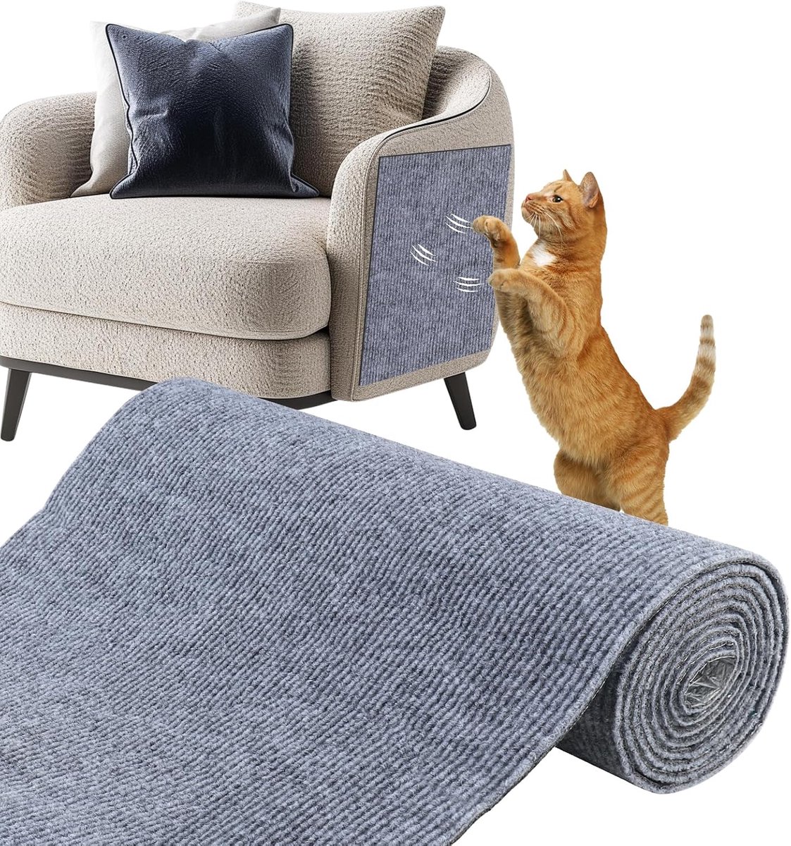 Krasbescherming voor bank, kat, 200 cm x 40 cm, krasbescherming, zelfklevend, anti-kras-mat voor katten, geschikt voor meubels, bank, deur, muur, krasafweer