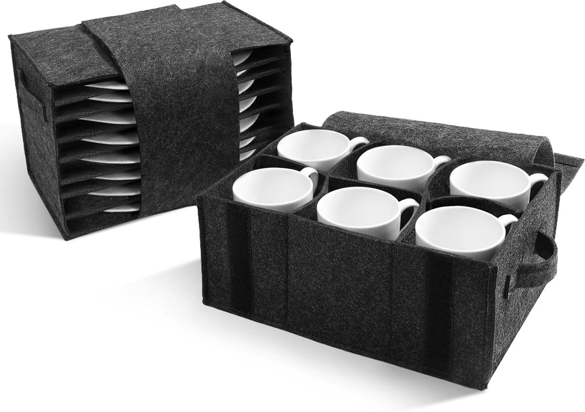 Vilt bestekhouder, bekerhouder en bordenhouder set voor campers, caravans, boten en kamperen – onmisbare accessoires voor campers (geschikt voor diverse maten, servies niet inbegrepen)