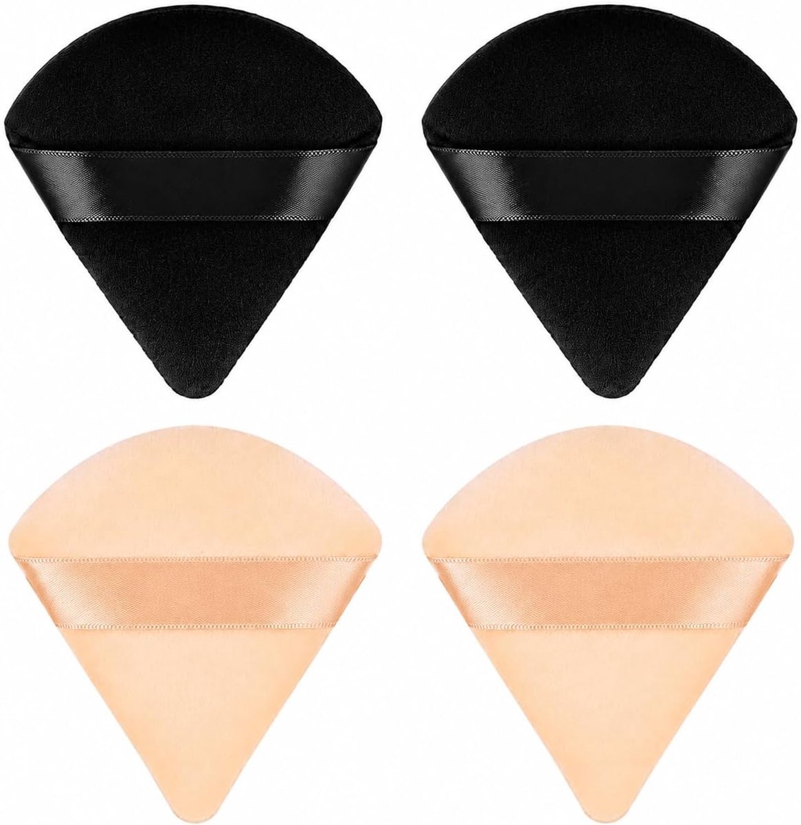 make-up poederkwast - 4 stuks make-up sponsjes - gezicht sponsjes poeder puff - cosmetica gezicht poederkwast - wasbare herbruikbare make-up spons, nat droog driehoek poederkwast pads