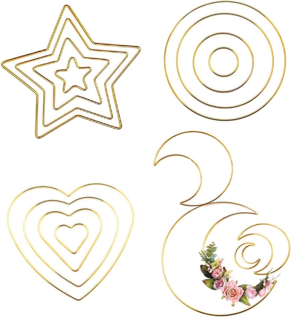 Metalen Ringen Set - 16 Stuks, 5-20 cm, voor Dromenvanger en Macramé - Handwerk Hoepels voor Decoratie