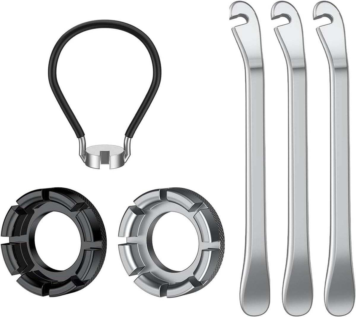 fiets 5 stuks – Fietsgereedschap met spaakspanner fiets & bandenlift, spaaksleutel fiets, spaakspanner, spaakspanner voor velguitslijning reparatiegereedschapset
