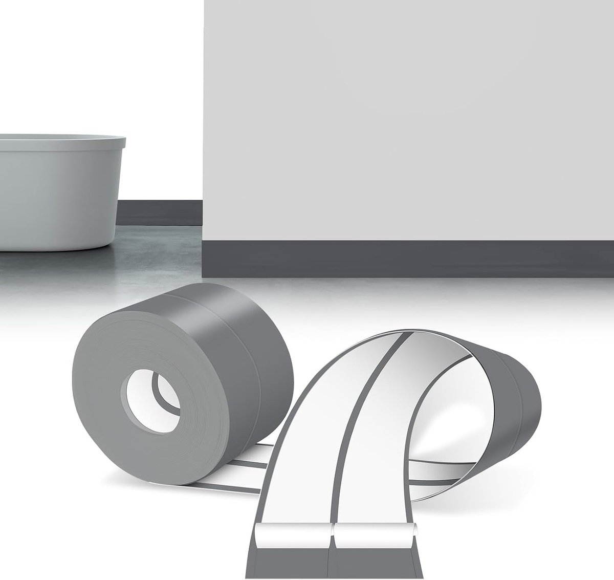 plint, zelfklevend, grijs, 12 m, sokkelprofiel, zelfklevende, 19 x 19 mm, knikhoek plint, eindlijst van PVC, flexibele knikhoek plint, vloerlijst, eindlijst voor bad, keuken, badkamer