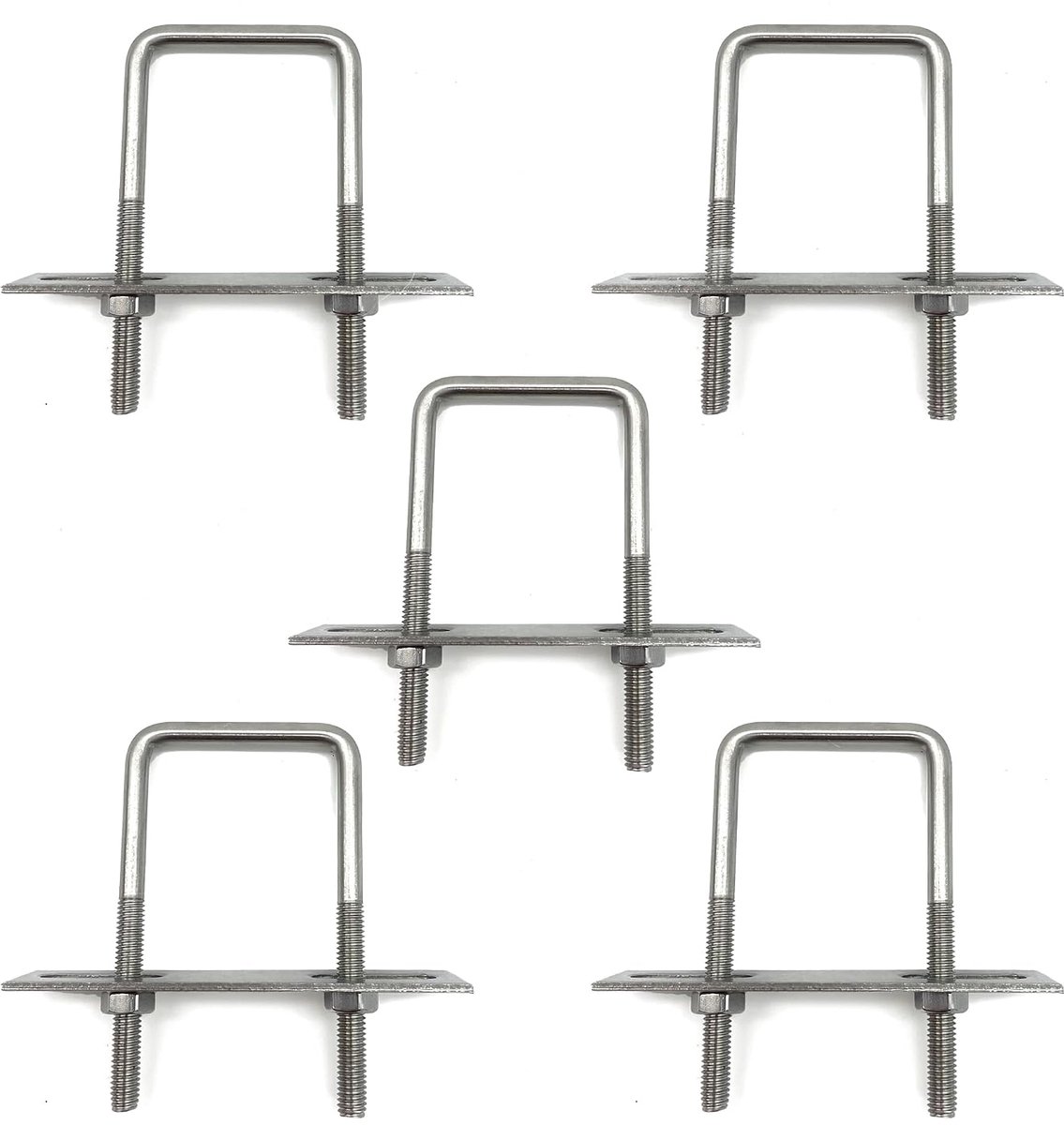U-bouten M6 35 x 70 mm, 5 stuks, vierkant, van roestvrij staal met moeren en frameplaten, voor stevige waterbuis vaste plaat (M6 35 mm x 70 mm)