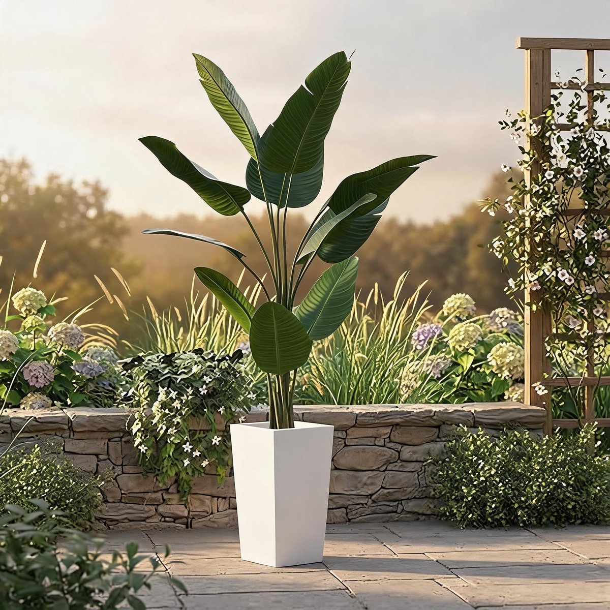 Danky - Premium 4.8FT Reizigerspalm - Natuurlijke Stam - Vormgeefbare Tropische Kunstplant