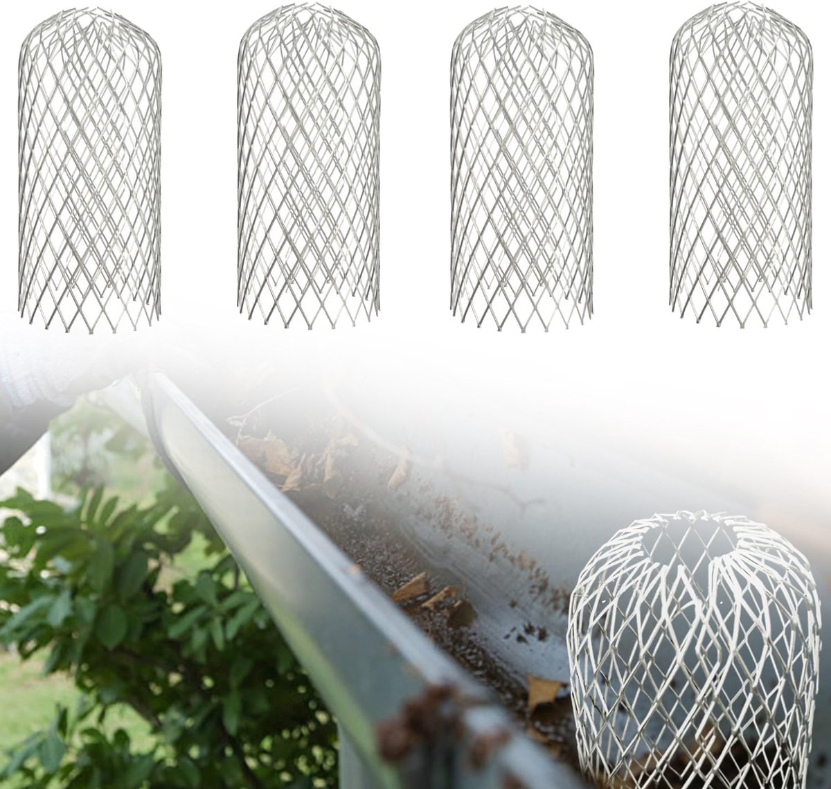 4 Stuks Aluminium Dakgootbeschermers - Uitbreidbaar Schermfilter - Dakgootgaas - Regenpijp Bladbeschermer Gootgaas