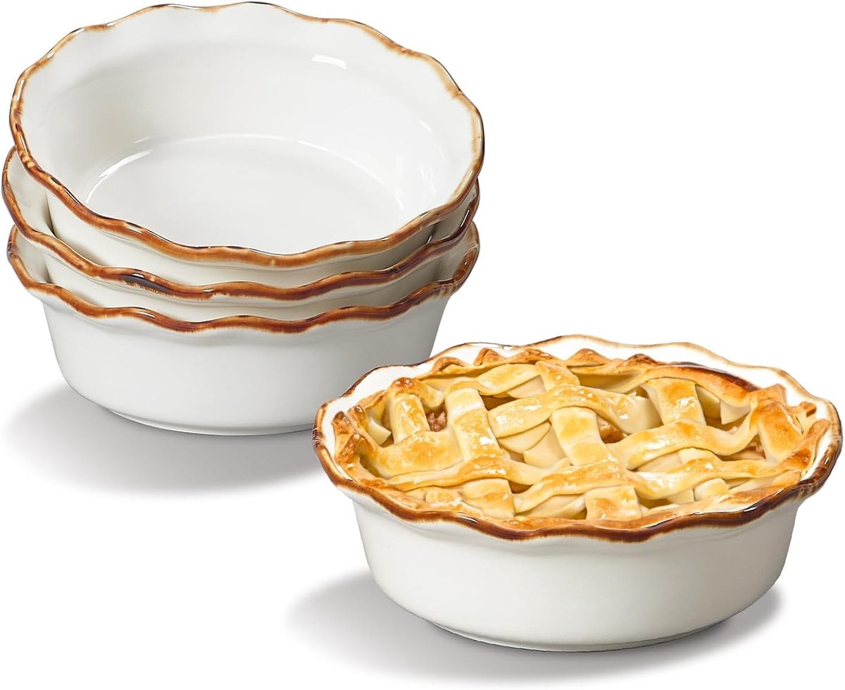 Taartpannen, 6,8 inch keramische taartpannen voor het bakken van anti-aanbak kleine taartpannen diepe schotel taartborden, mini taartpannen, ideaal voor kippenpot, taart en desserts