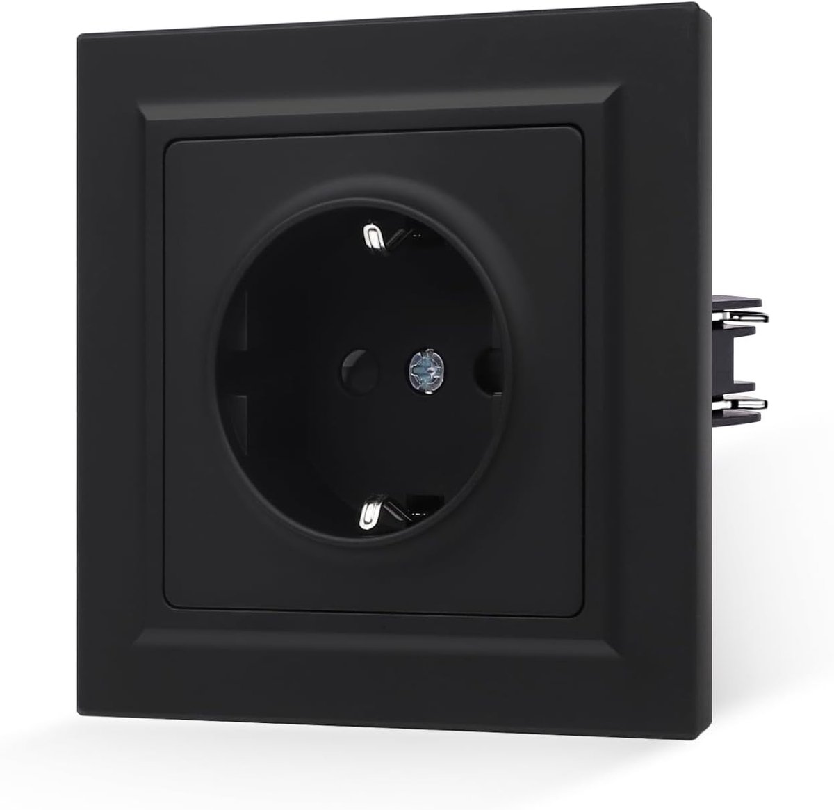Black Matt Smoath Skin 1 onderwerp met 16 Amamp Schuko Wall Schuke Pluffe Plue 84 * 84 mm, 250V