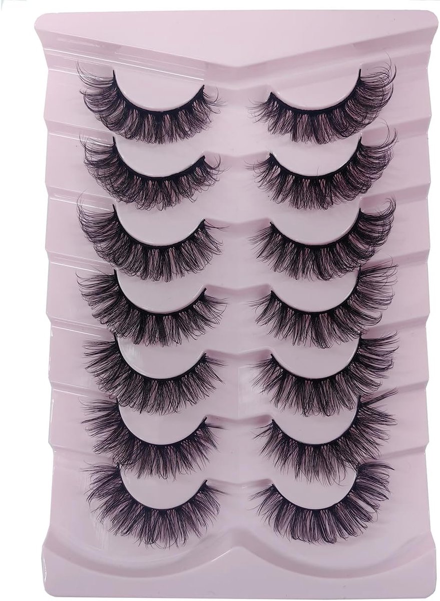 Russische strip, wimpers, natuurlijke look, D, curly pluizig, 3D-effect, Cat Eye zachte kunstwimpers, verpakking van 7 paar (D5)