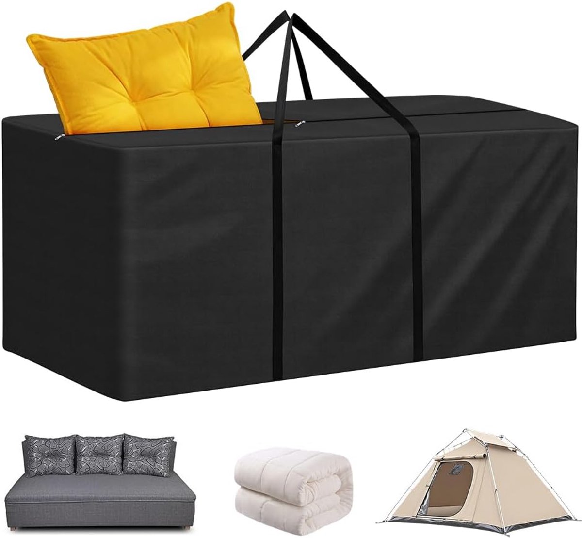 Tuinmeubelkussen opbergtas, 200 x 60 x 75 cm waterdichte anti-UV zwaar belastbare scheurbestendige Oxford-stof kerstboom opbergtas, outdoor tuin patio kussenhoes zakken met handvat en rits