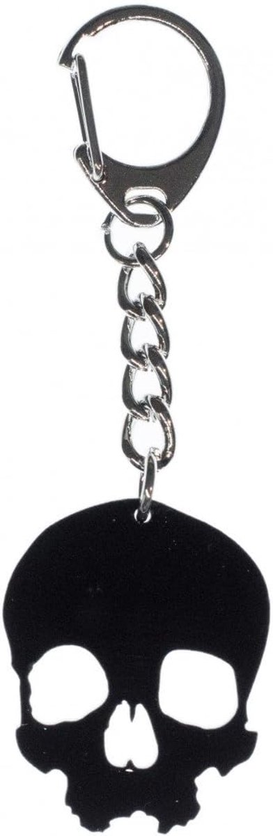 Schedel sleutelhanger acrylglas zwart schedel gothic Halloween - handgemaakt modesieraad I hanger sleutelring sleutelhanger sleutelhanger sleutelhanger, zwart, 35mm