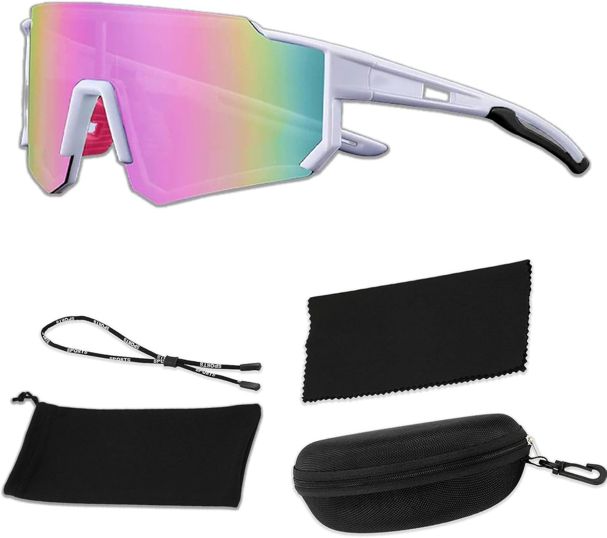 Sportglazenset, fietsbril, zonnebril voor mannen en vrouwen, UV400-bescherming, voor fietsen, hardlopen, baseball, golf, skiën, bergbeklimmen en vissen