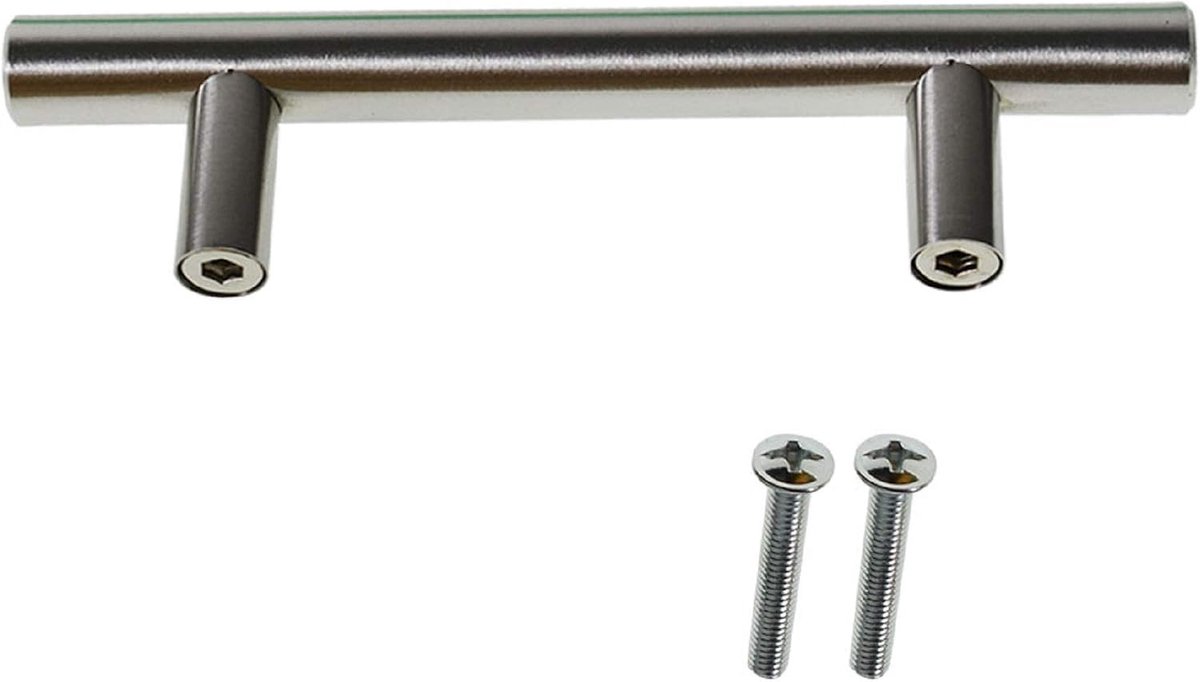 Geborsteld Nikkel Rvs Keukenkast T Bar Handvat Meubels Lade Trekt 76mm / 96mm Gat centra 127mm / 150mm Lange
