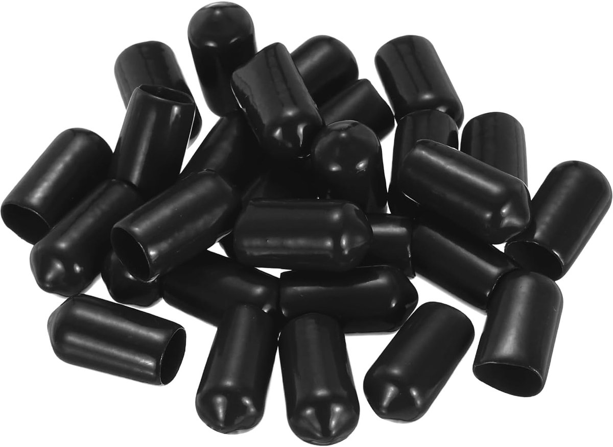 Rubberen doppen, 88 stuks, 9 mm (11/32") ID, 18 mm hoog, ronde schroefdraadbeschermkappen, flexibele schroefboutafdekkingen voor metalen buizen, stangbouten, zwart