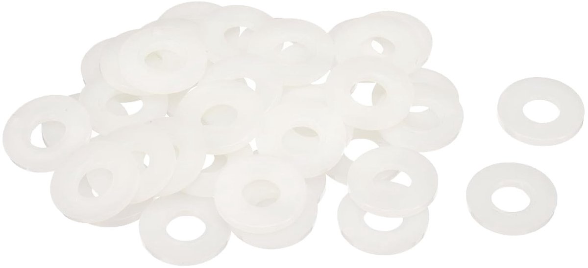 Platte afdichtingen, 12 mm ID 30 mm OD 3 mm dik, sluitringen, afdichtafdichting, kunststof blad, afdichtingsring, wit