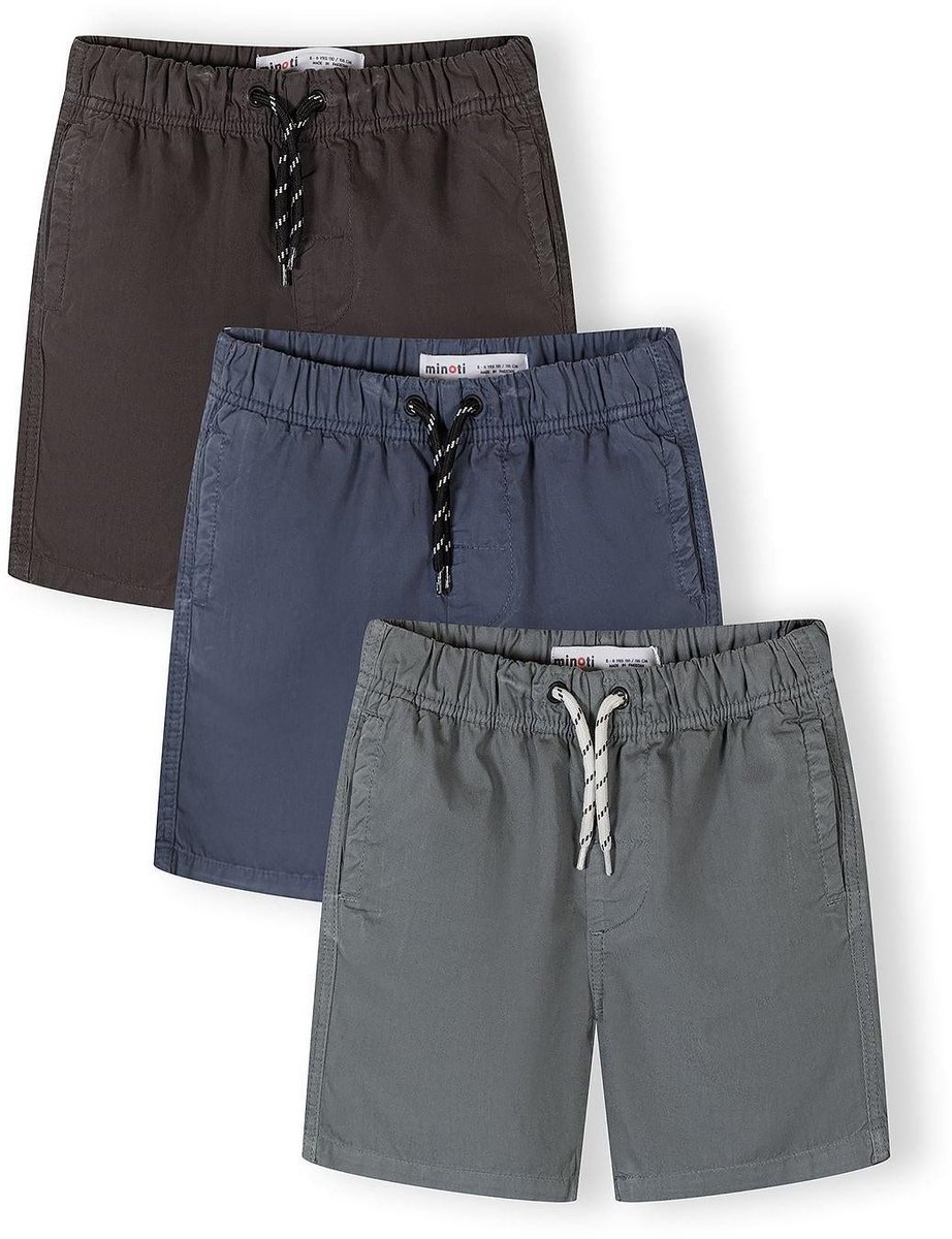 Minoti Jongens korte broek 3-pack katoen - grijs