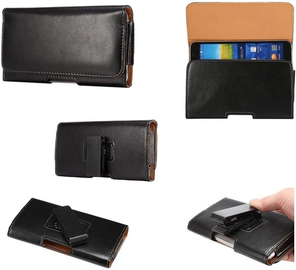 Holster Magnetische Lederen Case Riem Clip Rotary 360 voor Mlais M4 Note - Zwart