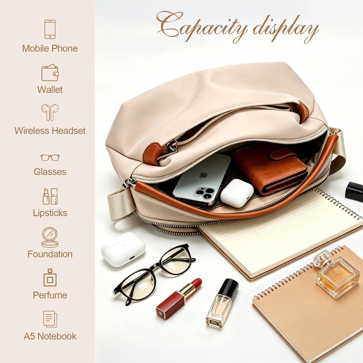 Crossbody-tas voor dames, lichtgewicht waterdichte nylon portemonnee met meerdere zakken, kleine schoudertas voor reizen en werk