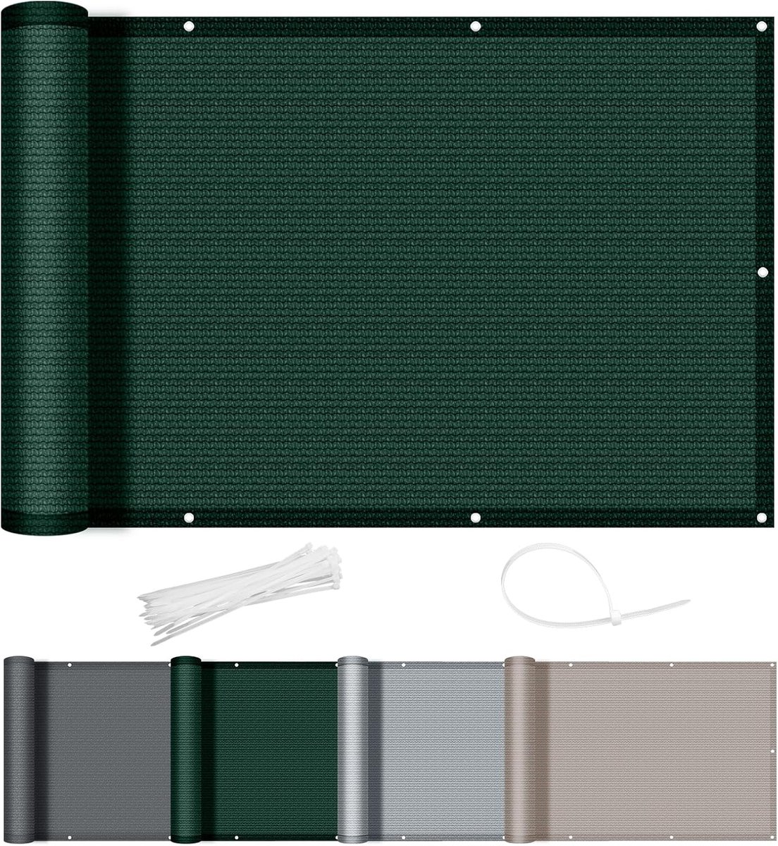 SHADE Balkonscherm 80x400cm in HDPE Balkonafdekking,Inkijkbescherming,Ondoorzichtig Balkonomranding Met Oogjes,Waterdicht, Windscherm,UV-bescherming,Voor Balkon,Tuin,Terras,Groen