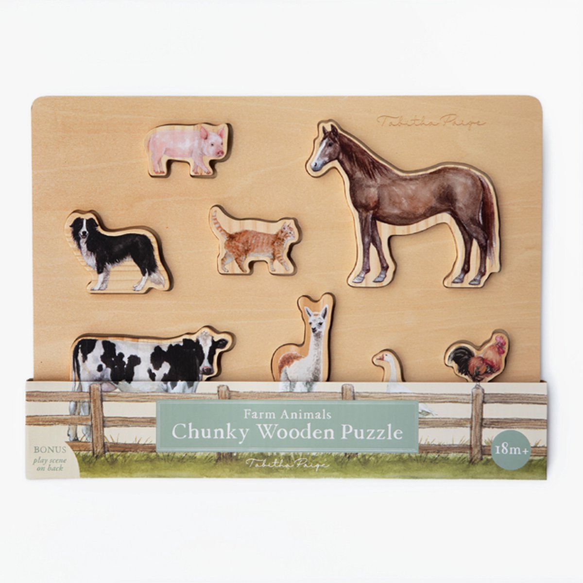 Farm Animals Wooden Puzzle, Wooden Puzzle For Toddlers 1-3