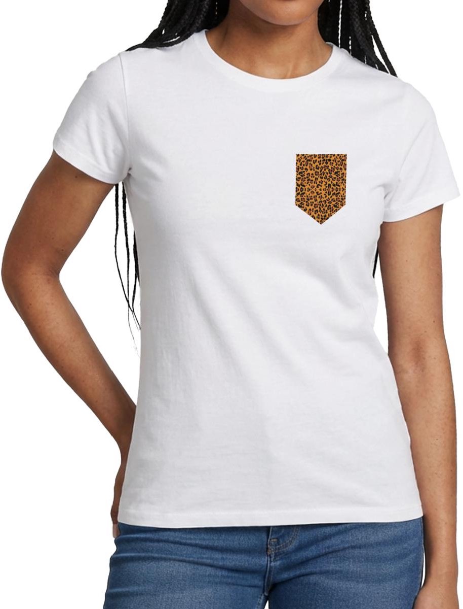Luipaardprint Borstzak T-Shirt Dames