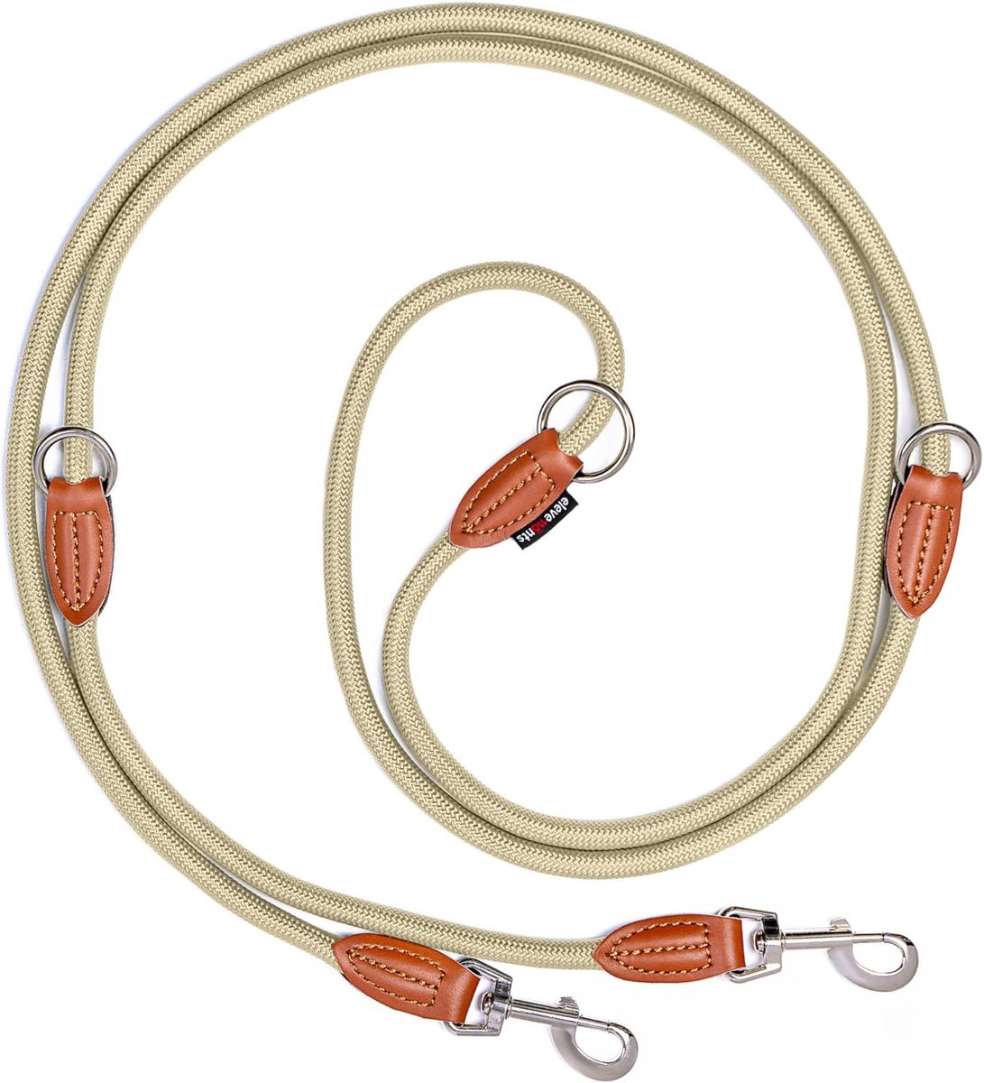 SnelShoppen - Verstelbare Hondenlijn 3 m | Robuuste Nylon Leash voor Middelgrote tot Grote Honden | Dubbele Lijn met 2 Karabiners | Multifunctionele L