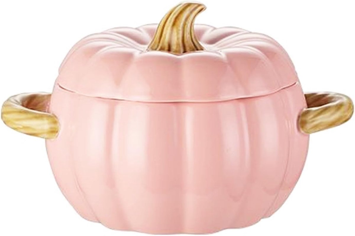 Grote 1.9L Keramische Pompoen Stoofpot met Deksel, Geschikt voor Soep, Magnetron en Vaatwasser, Perfect voor Halloween en Feestdagen