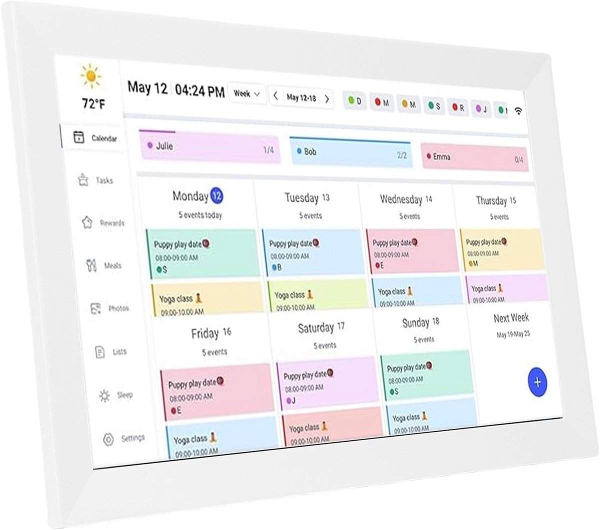 15.6 Inch Digitale Kalender, Wifi Wandplanner met 1080p Touchscreen, Interactieve Gezinsorganisatie en Takenbeheer (EU Plug)