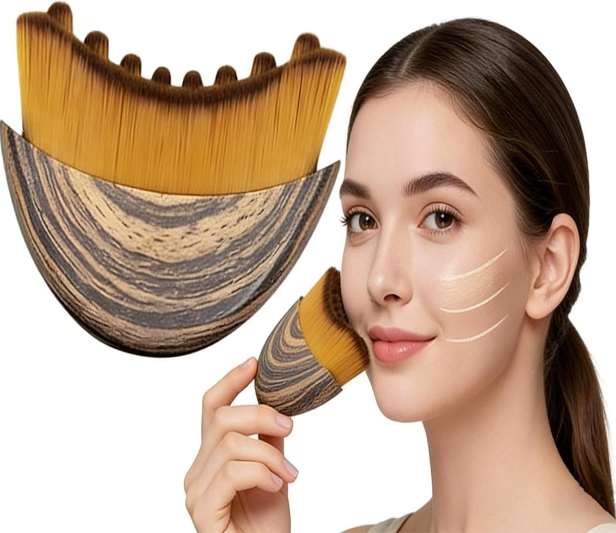SnelShoppen - Lymphatic Contour Face Brush - Ergonomische Gezichtsborstel voor Lymfedrainage - Alpenvezel - Perfect voor Contouren van Kin en Kaak - D