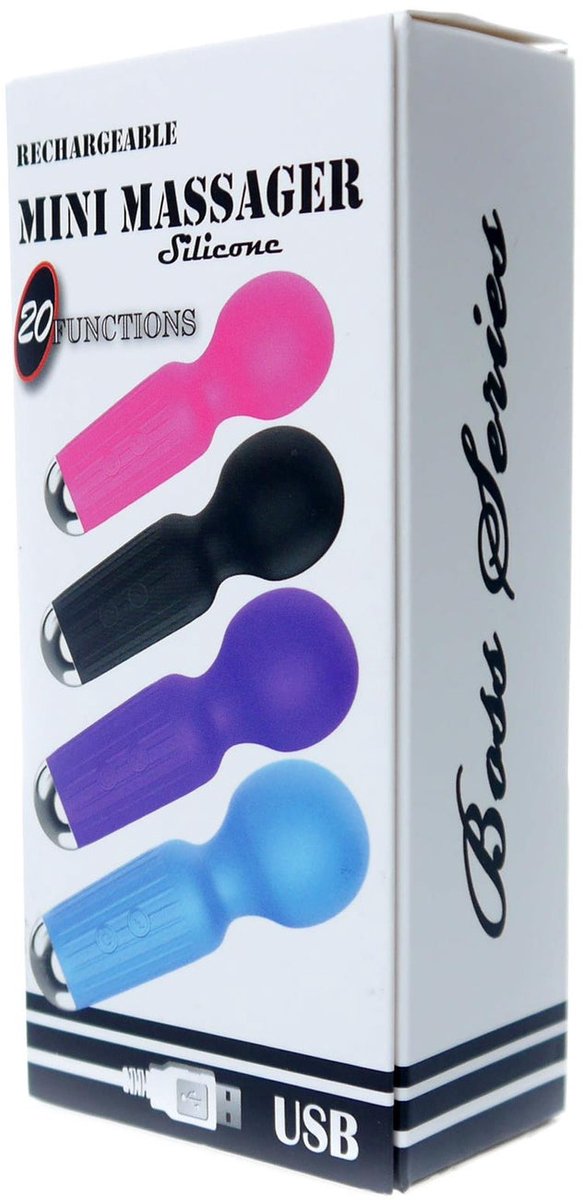 Boysoftoys - 22-00040 - Mini Massager vibrator - 20 Functions - Silicone - 11 cm - dia 3,7 cm - Rechargeable - Purple