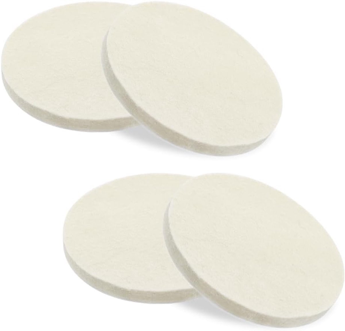 Set van 4 Dichte Vilt Polijstpads van 15 cm voor Glas, Kunststof, Metaal en Marmer Polijsten met Haak-en-Lus Systeem