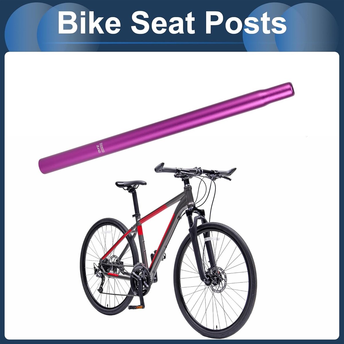 Lichtgewicht Fiets Zadelpennen 25.4x400mm van Aluminium in Paars voor Optimale Comfort en Prestaties