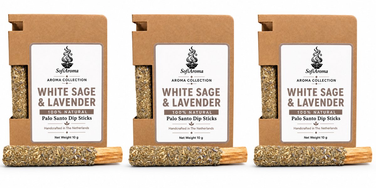 SofiAroma Handgemaakte Dip Palo Santo, Witte Salie en Lavendel – Extra Dik (Set van 3) Witte Salie Lavendel