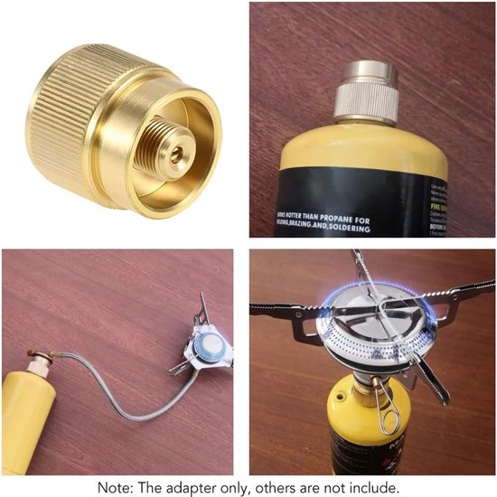 SnelShoppen - KFI Gas Adapter Converter voor Camping Stoven, EN417 Ventiel naar 1lb Propaan Tank, Hoogte- en Efficiëntie, Koper, 3cm x 3.5cm, Ideaal v — afbeelding 4