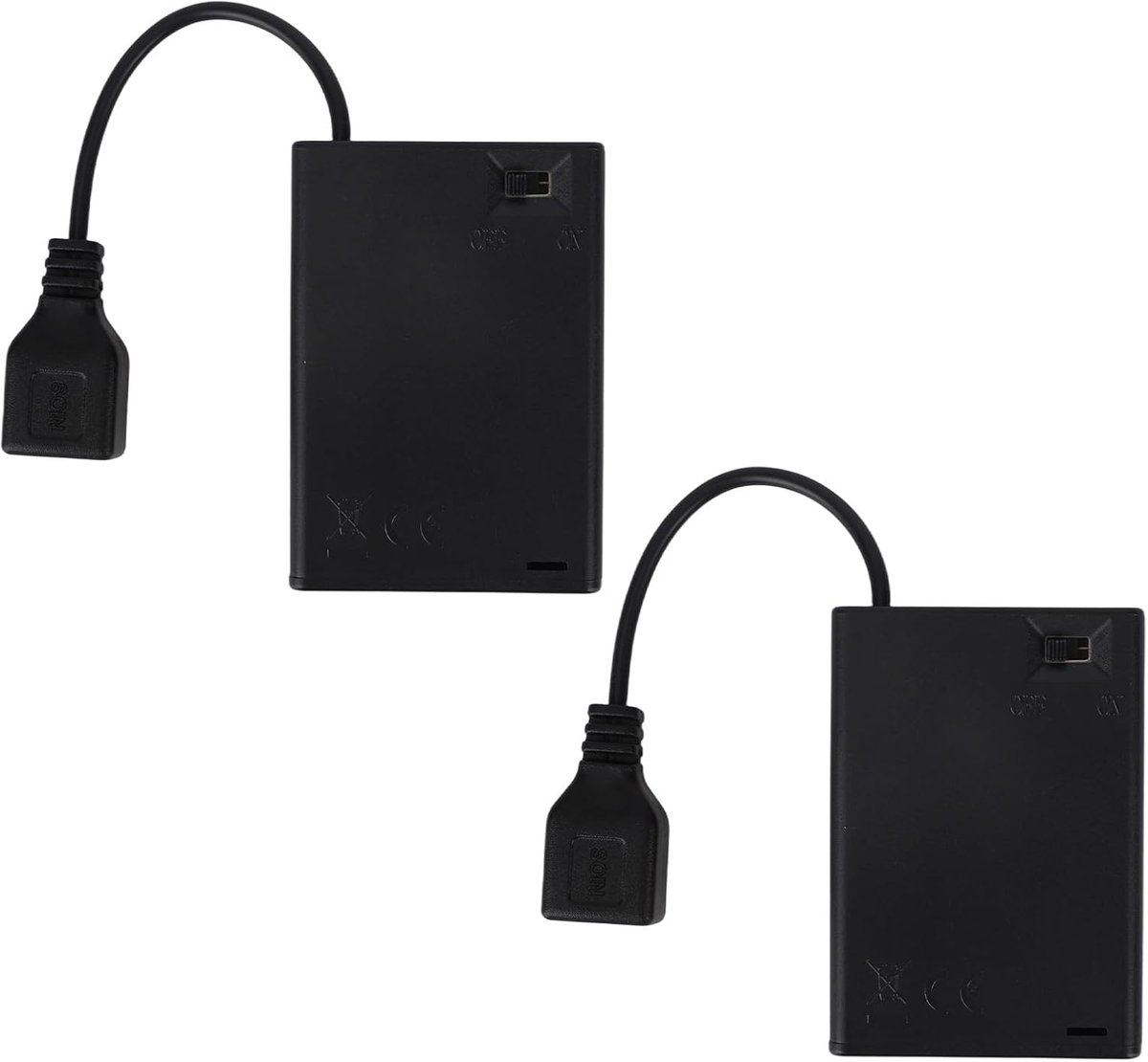 SnelShoppen - 2x Draagbare Batterij voor 5V Neon Signs, Zwartlicht Batterijdoos voor USB Lampen, Ideaal voor Binnen en Buiten, Compact en Lichtgewicht