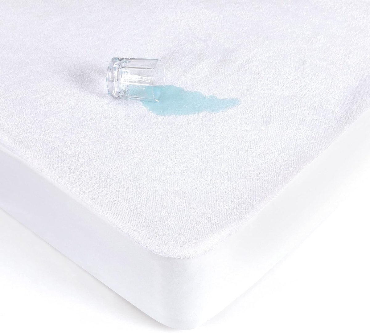 SnelShoppen - Waterproof Katoenen Matrasbeschermer 90 x 190/200 cm, Zachte Spons Beschermhoes met Hoeken, Anti-Allergisch, Anti-Mijt en Antibacterieel