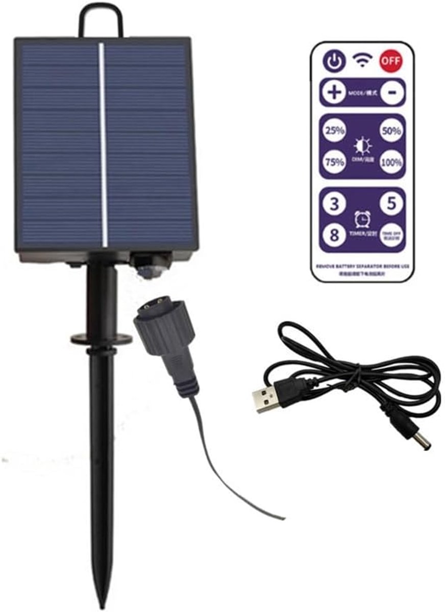 SnelShoppen - 1200mAh Solar Panel Control Box Kit met Lithium Batterij voor 3.7V 24V LED String Lampen - DC Opladen voor Tuin, Camping en Feest