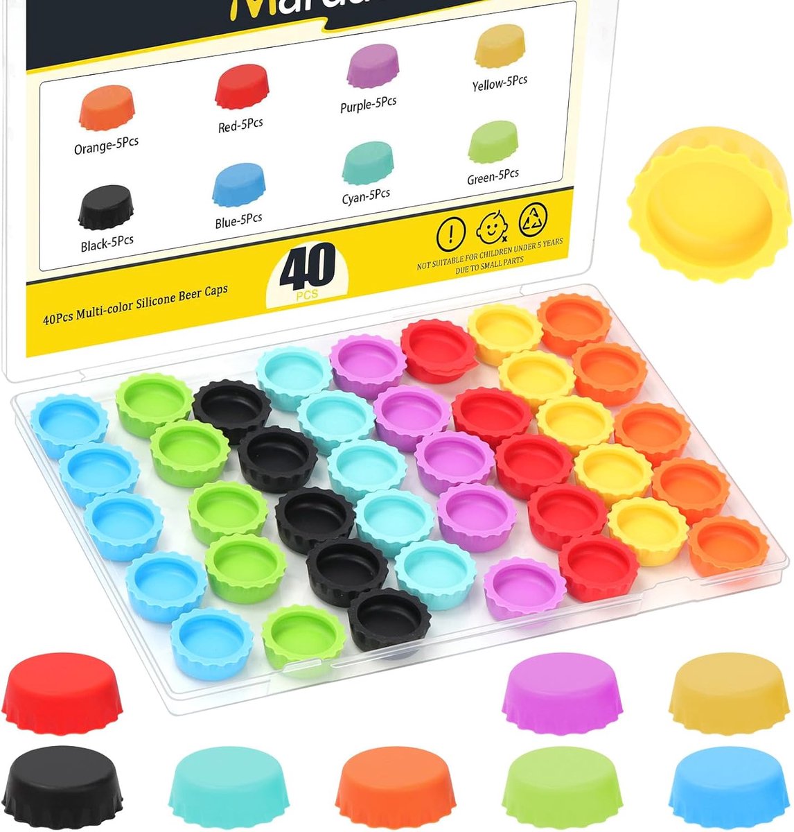 SnelShoppen - 40pcs Silicone Herbruikbare Bierdoppen, 8 Kleuren Rubber Flessendoppen, Soda Fles Stopper voor Thuisbrouwen, Bier, Frisdrank, Wijn, Keuk