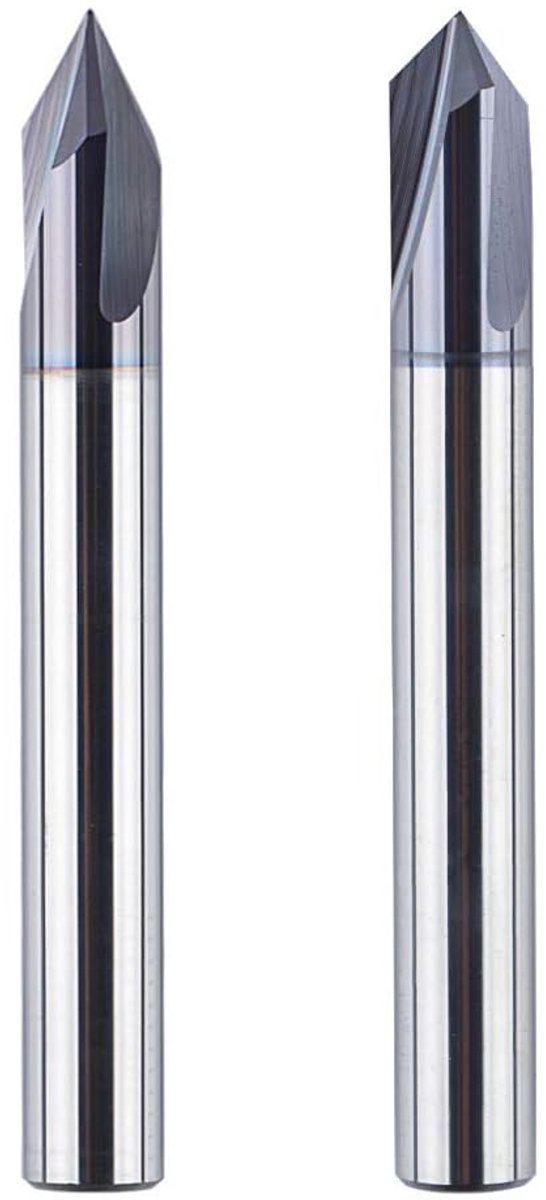 SnelShoppen - V-groeffrezer 6 mm schacht 60° en 90° fase cutters, VHM 3 snijders met TiAlN coating voor CNC houtbewerking, frezen voor router