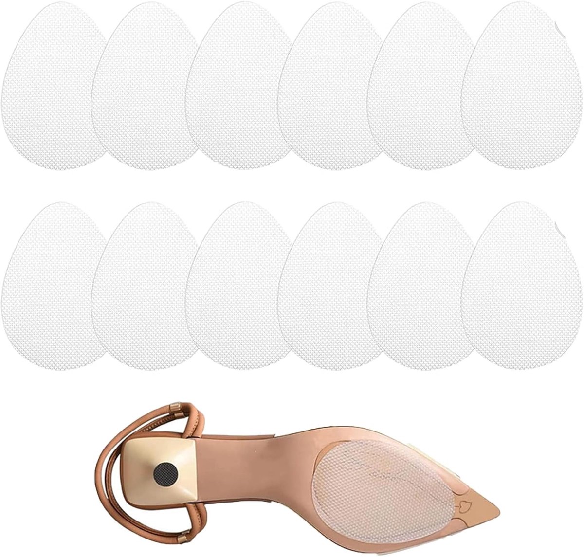 SnelShoppen - Pack van 12 Non-Slip Handvatten voor Schoenen, Zelfklevende Rubber Pads voor Hiel, Geluiddempende Stickers, Ideaal voor Hakken, 9 x 6.5