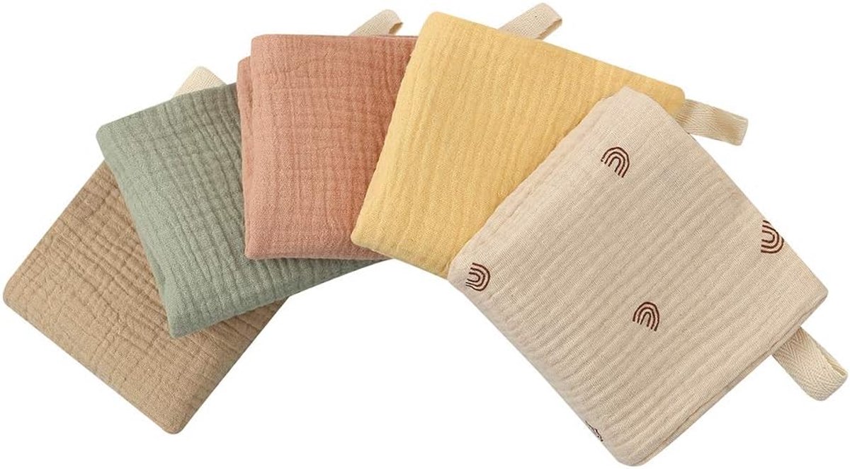 SnelShoppen - Muslin Burp Cloths - 100% Organisch Katoen - Zachte Handdoeken voor Kinderen - Multikleur - Ideaal voor Voeden, Moppen en Tafelbedekking