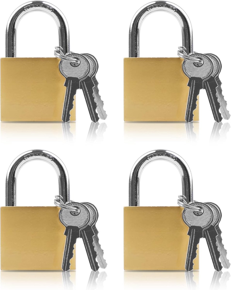 SnelShoppen - 4x Mini Padlock 32mm met Sleutels - Duurzaam Hangslot van Alloy voor Binnen en Buiten, Ideaal voor Camping, Tuin en Veiligheid