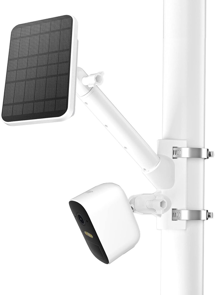 SnelShoppen - 2-in-1 Solar Panel Mast Holder voor Eufycam 1/2/2c/2c Pro/E en andere modellen, Buitenmontage, Verbeterde Veiligheid, Wit