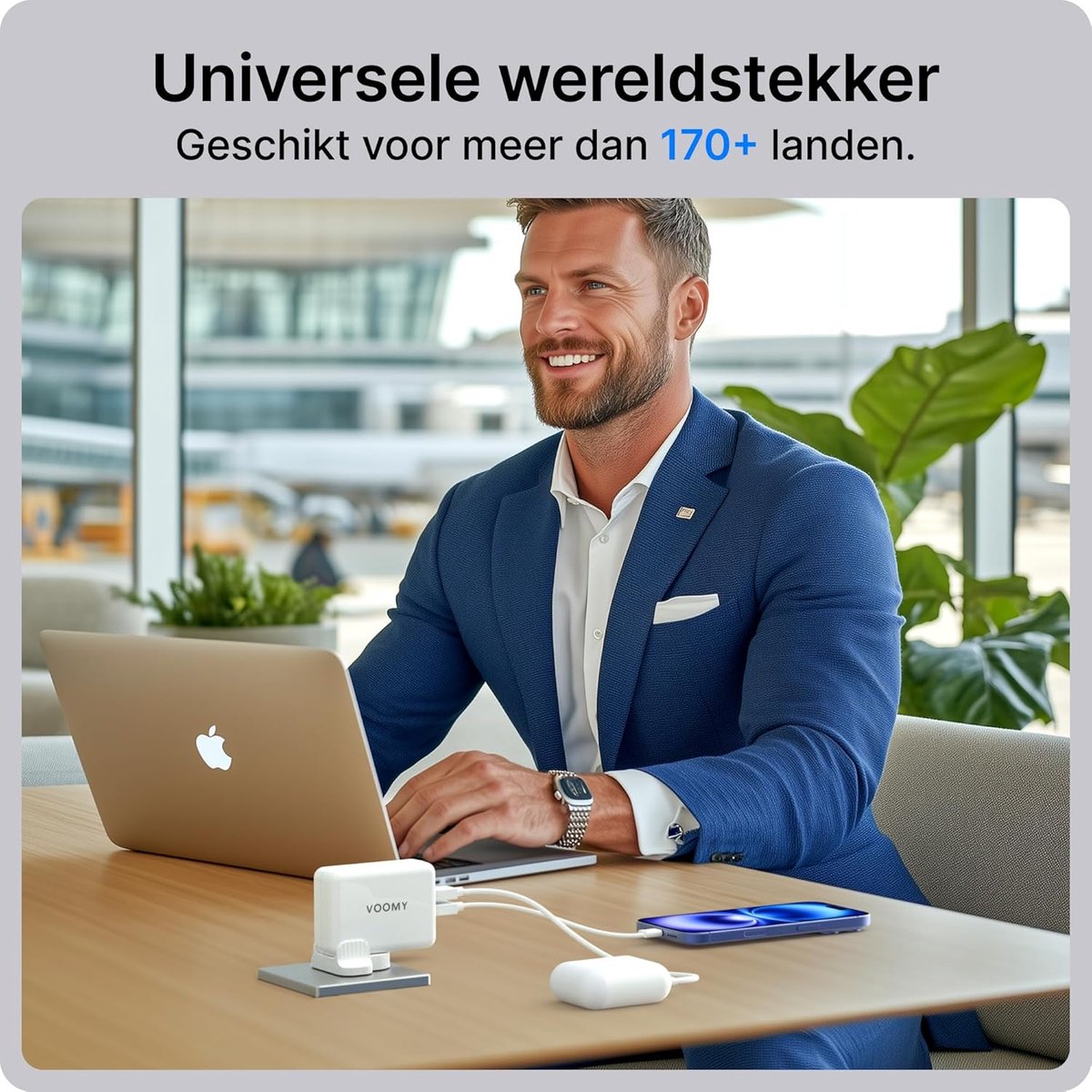 SnelShoppen - Voomy World Plug Reisadapter Engeland met 2 USB-C en 2 USB-A, Opvouwbaar, Brandvertragende Materialen, Compact en Lichtgewicht voor Vaka — cadeau in Gadgets - foto 2