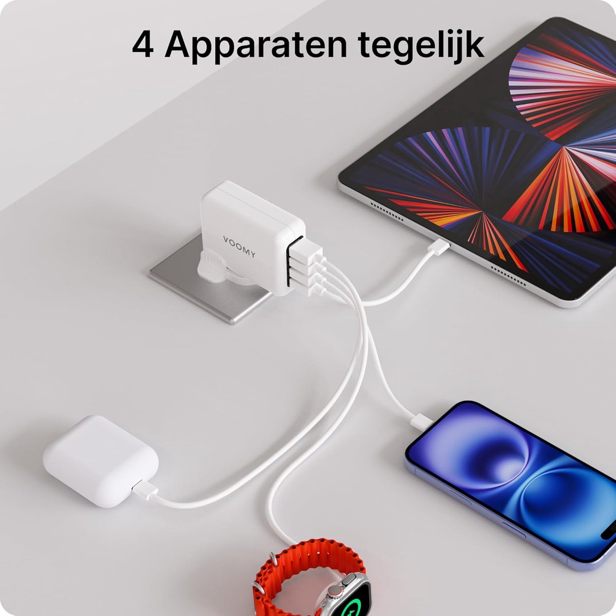SnelShoppen - Voomy World Plug Reisadapter Engeland met 2 USB-C en 2 USB-A, Opvouwbaar, Brandvertragende Materialen, Compact en Lichtgewicht voor Vaka — cadeau in Gadgets - foto 3