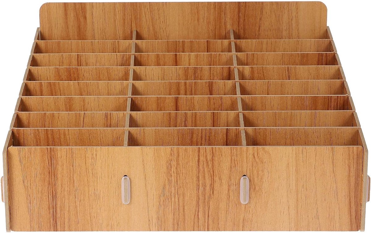 SnelShoppen - Tofficu Houten Telefoon Organizer - Mobiele Telefoonhouder voor Klaslokaal en Kantoor - Duurzaam en Praktisch - Desktop Organizer met Di