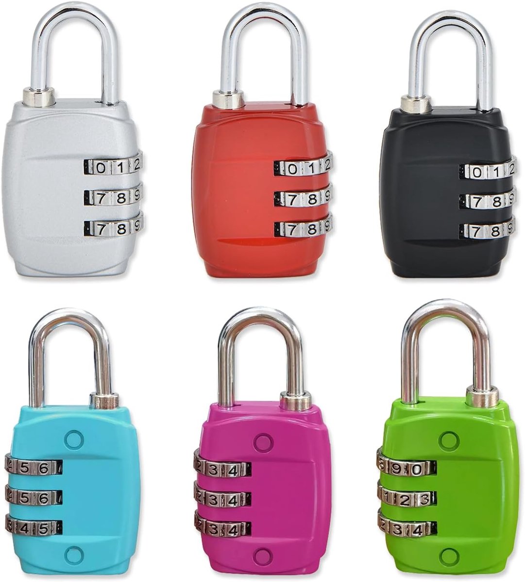 SnelShoppen - 6x Koffer Slot - 3-Cijfer Combinatieslot - Klein Luggage Lock - Veiligheidsslot voor Reiskoffers, Rugzakken en Reisbagage - Ideaal voor