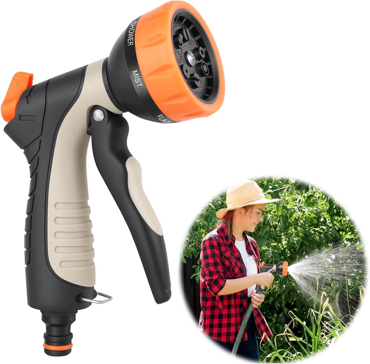 SnelShoppen - Irrigation Gun Tuinsproeier met 9 Spray Modi, Verstelbare Tuinslang Spuitkop, Duurzaam ABS & TPR, Ideaal voor Tuinirrigatie, Auto Wassen