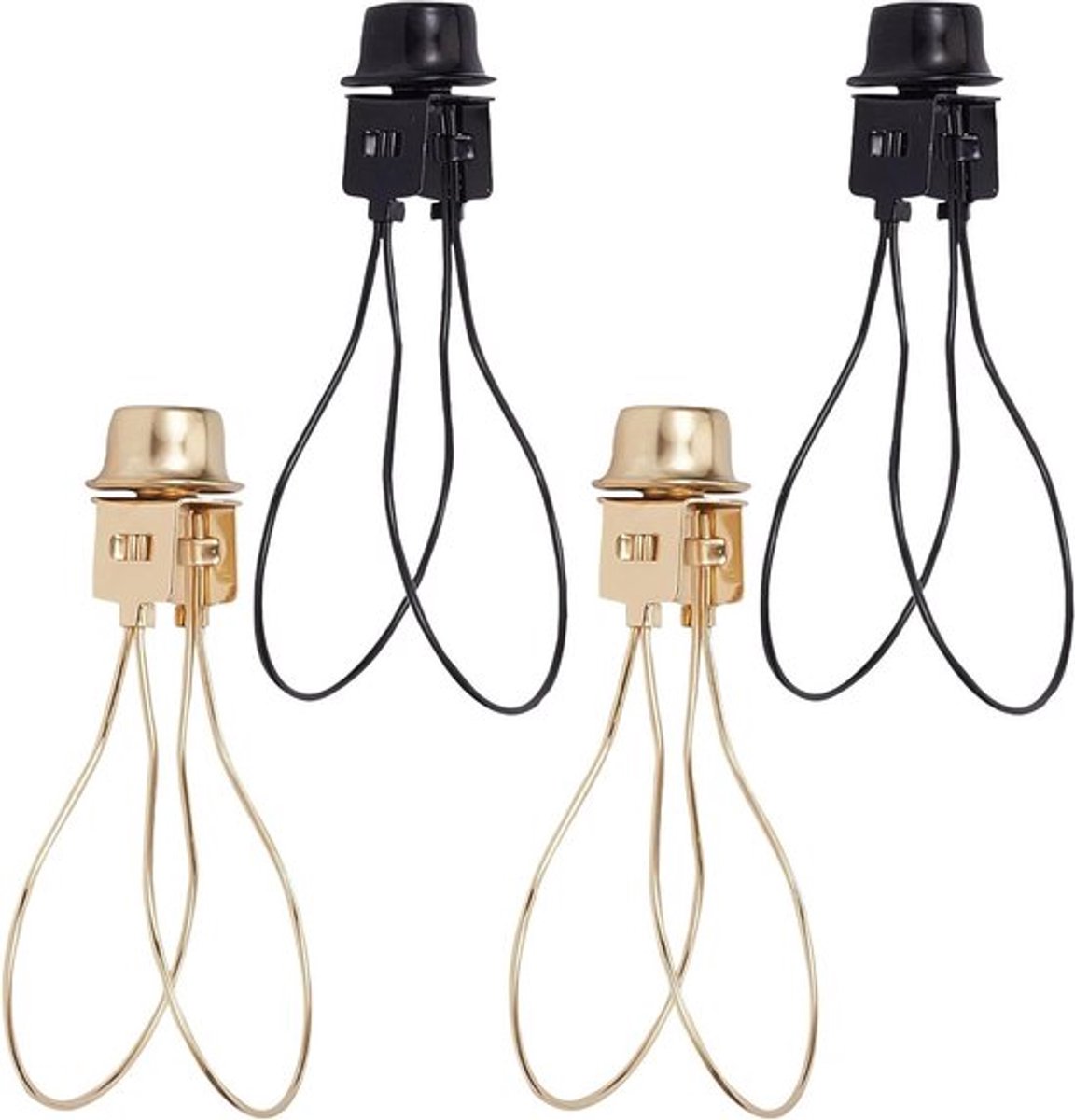 Zwarte Lampenkap Houder Adapter met Nivellering-Veerclip - 4 Stuks